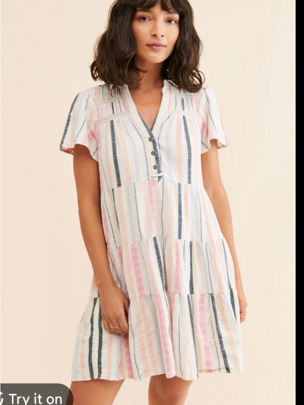 Anthropologie Georgina tiered striped cotton shirtdress XS